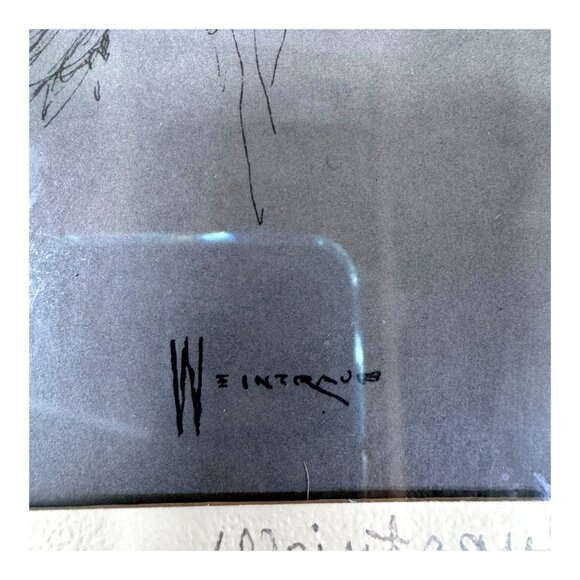 Authentic Vintage Weintraub from Turkey Portrait Sketch Framed Art Turkish Woman - Picture 5 of 11